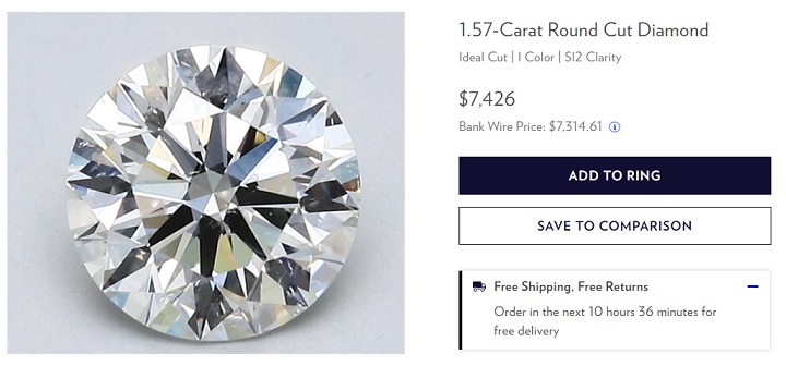 1.5 carat round diamond i color si2 clarity