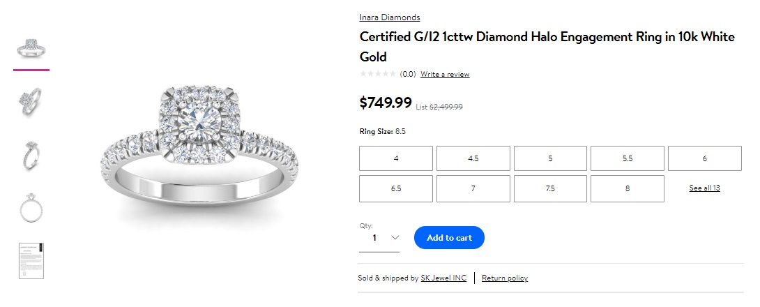 certified engagement rings for sale at walmart