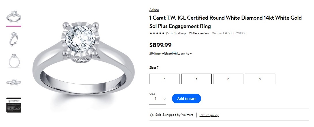 can you buy cheap engagement rings from Walmart