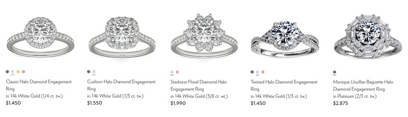different types of halo shapes outlines in diamond engagement rings