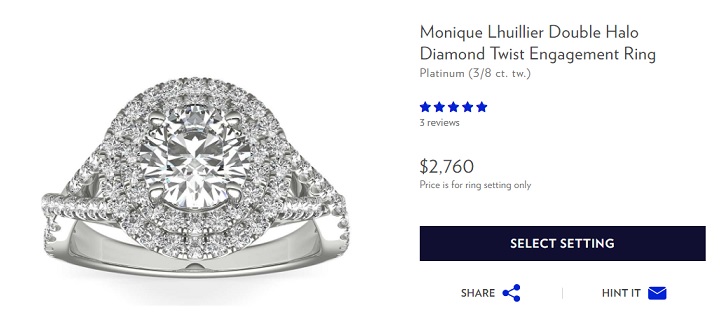 monique lhuillier double halo diamond twist engagement ring