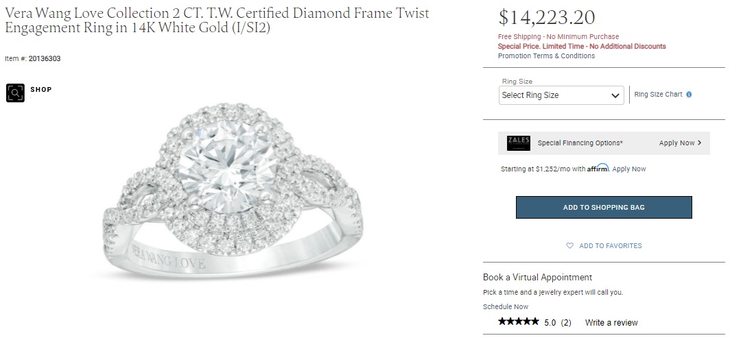 vera wang love collection price review 2 carat double halo circle diamond