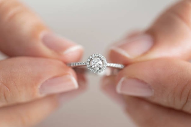 Prism Jewel G-H/I1 Round Natural Diamond Stackable Designer Ring,