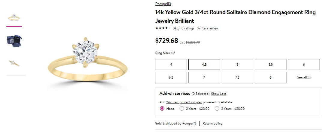 yellow gold walmart engagement rings for her
