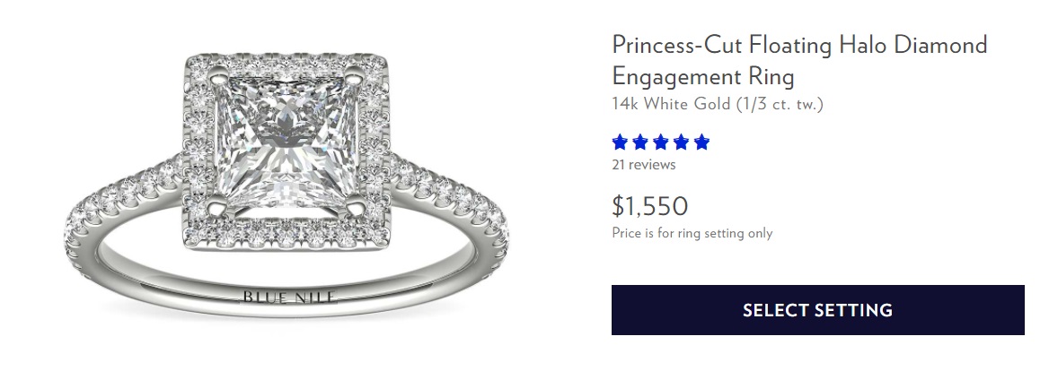 half carat princess cut halo diamond ring