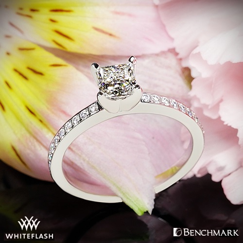 petite channel set benchmark designer ring with half carat princess cut diamond ags certified