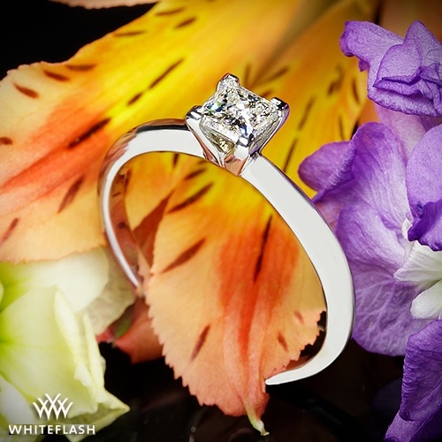 solitaire princess cut half carat diamond engagement ring in platinum