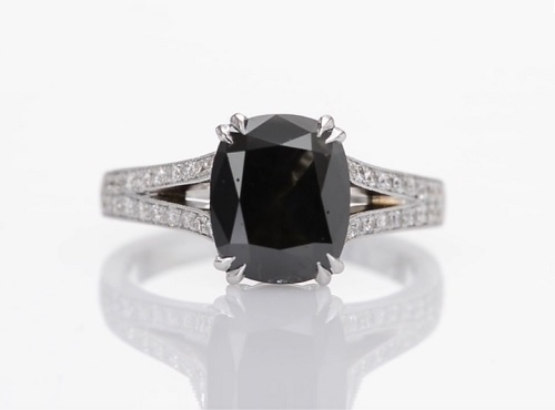 double claw split shank cushion cut black diamond ring stunning