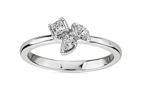 square cut real diamond promise ring