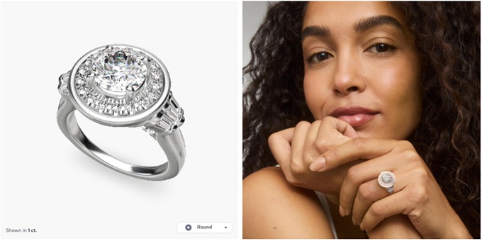 square halo diamond engagement ring in platinum Zac Zac Posen