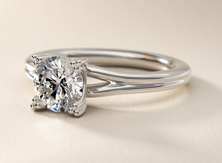 woven solitaire engagement with special trio prongs on each side